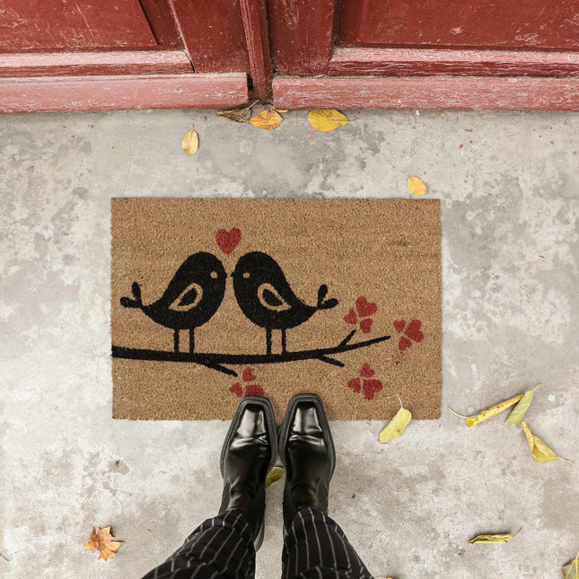 Doormat coconut fiber with birds