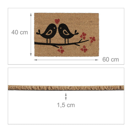 Doormat coconut fiber with birds