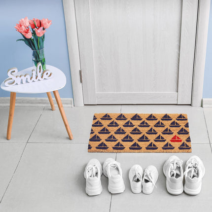 Doormat coconut fiber with boat pattern
