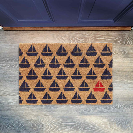 Doormat coconut fiber with boat pattern