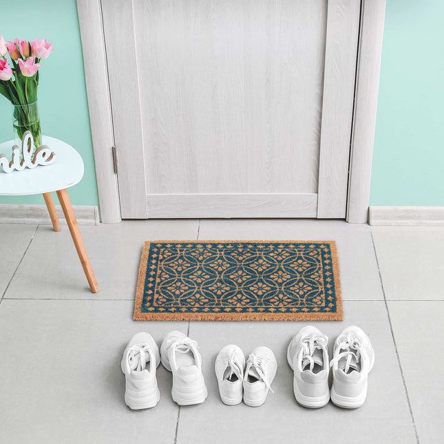 Doormat coconut fiber with floral design