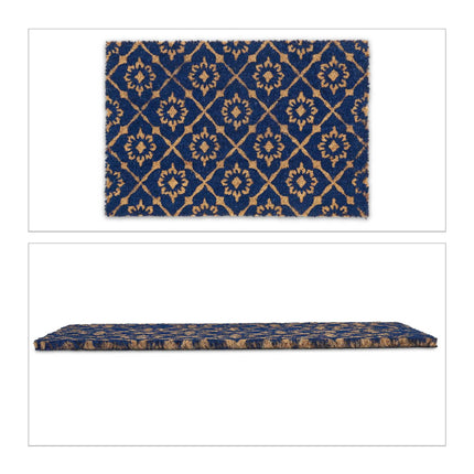 Door mat coconut fiber with floral pattern