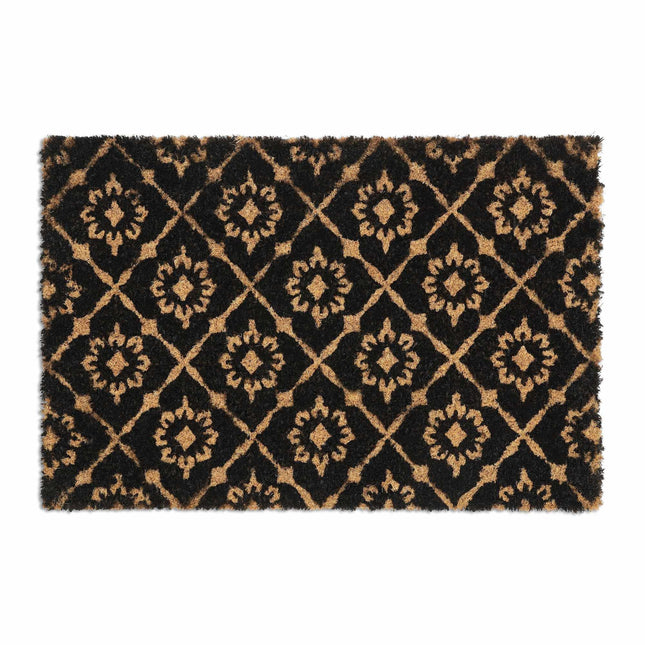 Door mat coconut fiber with floral pattern