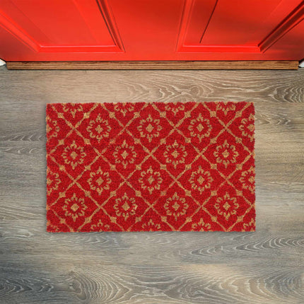 Door mat coconut fiber with floral pattern