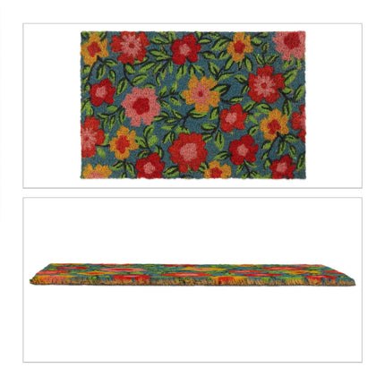 Doormat coconut fiber with flowers