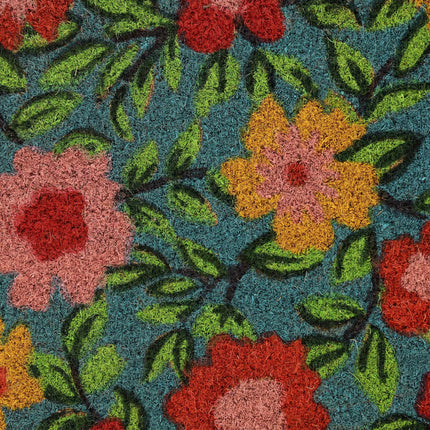 Doormat coconut fiber with flowers