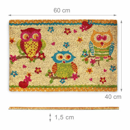 Doormat coconut fiber with owls 40x60 cm