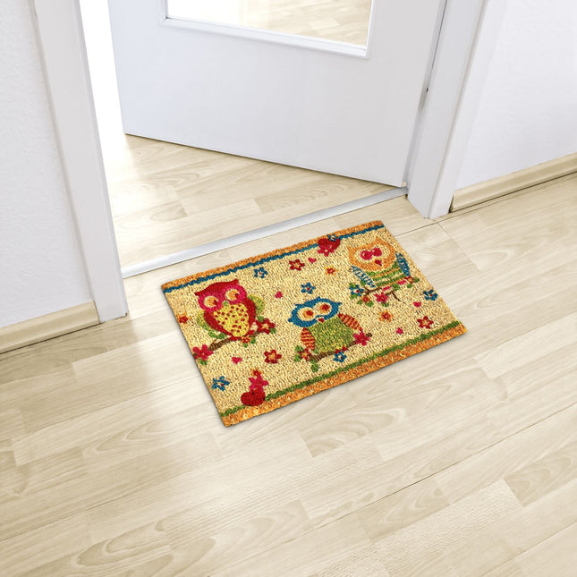 Doormat coconut fiber with owls 40x60 cm