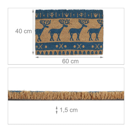 Doormat coconut fiber with reindeer
