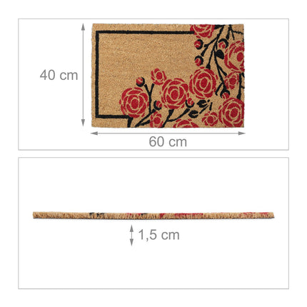 Doormat coconut fiber with roses
