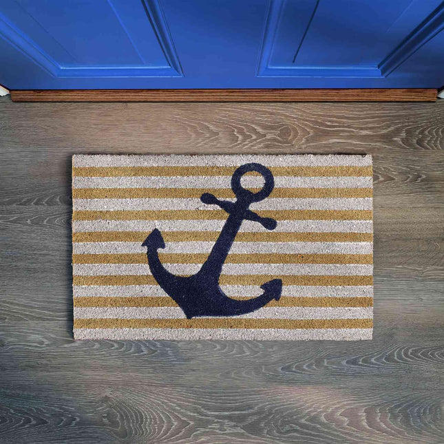Doormat coconut fiber with stripes & anchors