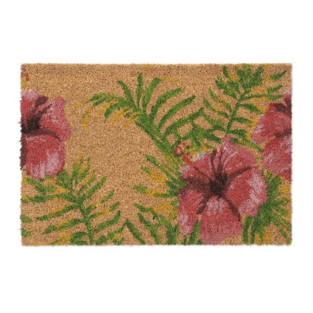Door mat coconut fiber with tropical motif