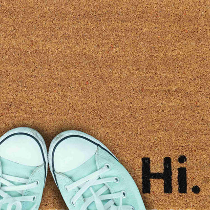 Door mat in coconut "Hello. Bye."