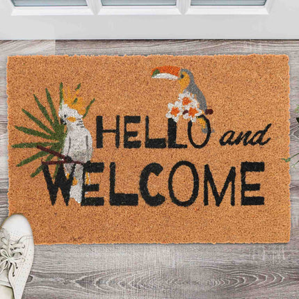 Door mat in coconut "Hello and welcome