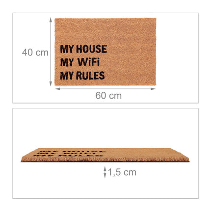 Door mat in coconut "MY WiFi MY RULES"
