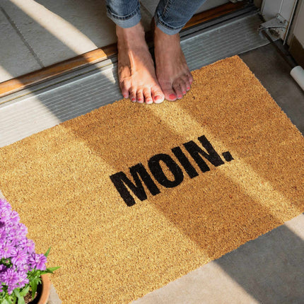 Door mat in coconut "Moin."