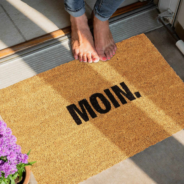 Door mat in coconut "Moin."