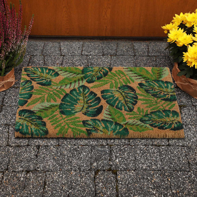 Door mat in coconut Monstera leaves