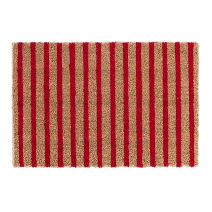 Doormat in coconut red-nature striped