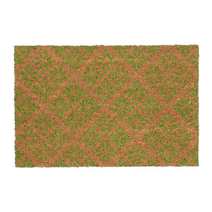 Door mat in coconut with floral pattern
