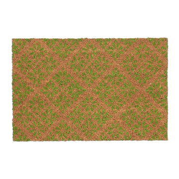 Door mat in coconut with floral pattern