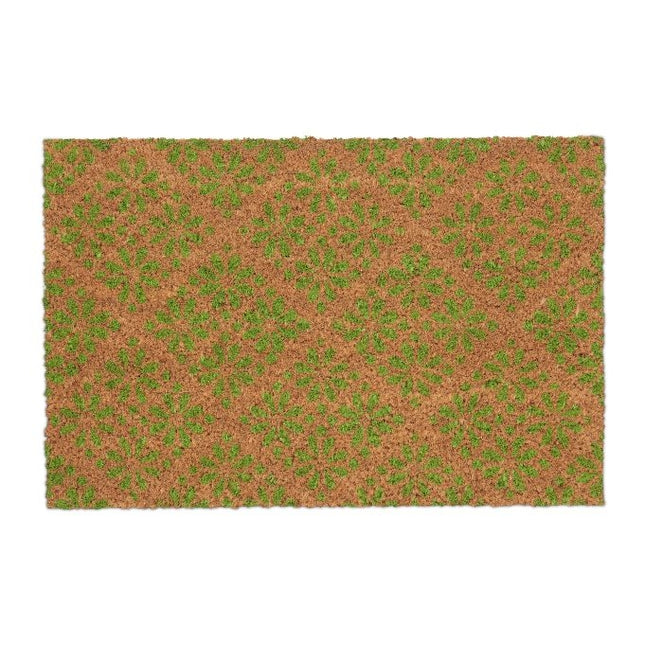 Door mat in coconut with floral pattern