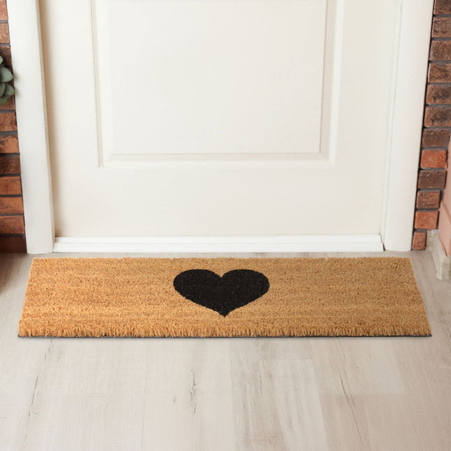 Door mat in coconut with heart