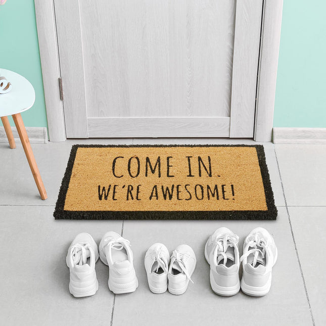 Door mat in coconut with sayings