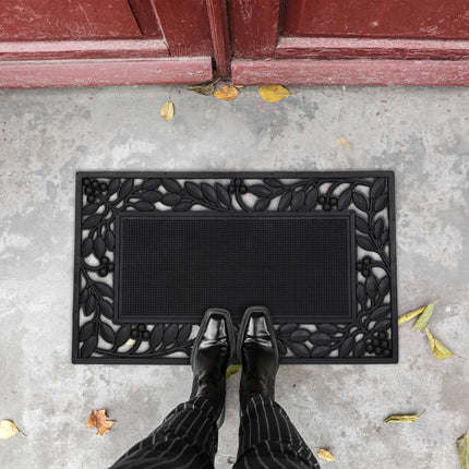 Door mat rubber leaf motif