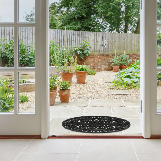Door mat rubber ornament oval