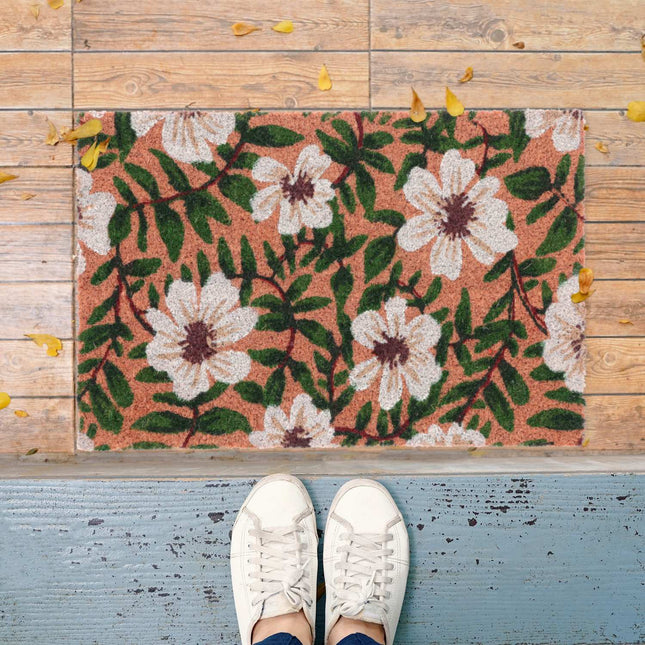 Door mat with coconut and flowers