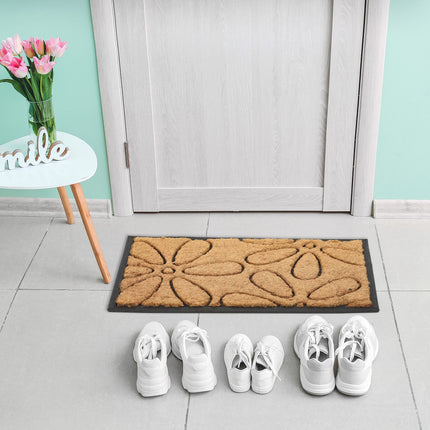 Door mat with flowers Coconut &amp; Rubber