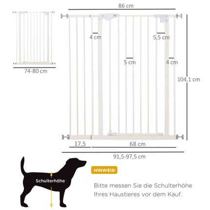 Adjustable Pet Safety Gate, No Drill, Double Lock, 97.5-104.1 cm