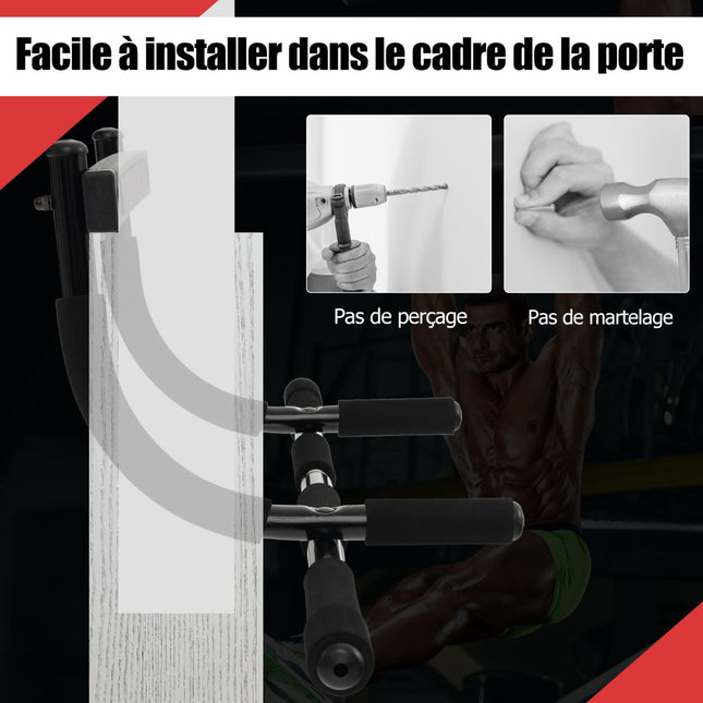 Doorway Pull-Up Bar, No-Drill, 150kg, Padded Handles