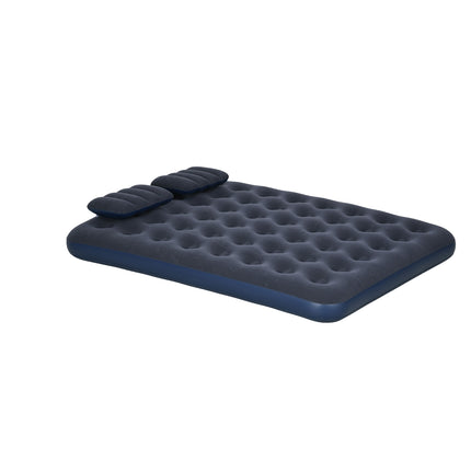 Double Air Mattress With Hand Pump & Pillow, Blue, 203x152x22Cm