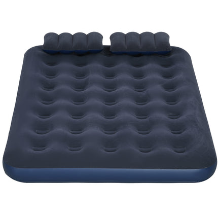 Double Air Mattress With Hand Pump & Pillow, Blue, 203x152x22Cm