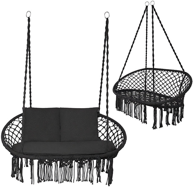 Double Black Stork's Nest Swing, 300kg Capacity, 2-Seater