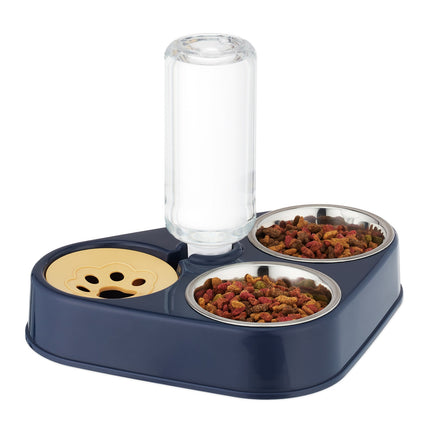 Double Bowl Pet Feeder with Water Dispenser