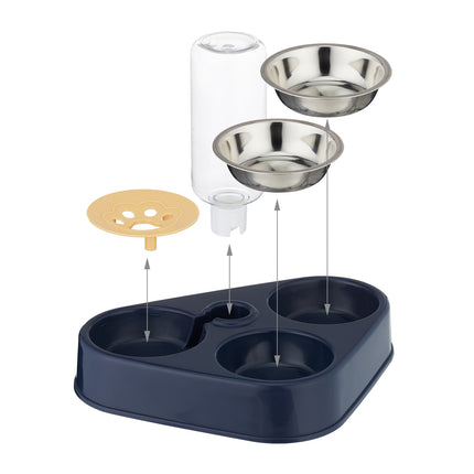 Double Bowl Pet Feeder with Water Dispenser