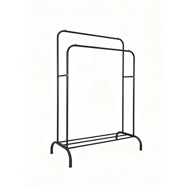 Double Clothes Rail with Shelf – Metal, Freestanding