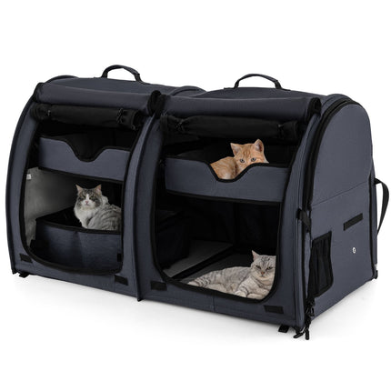 Double-Compartment Pet Carrier – 2 Removable Hammocks