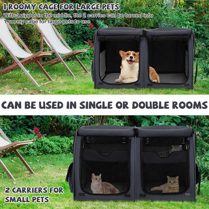 Double-Compartment Pet Carrier – 2 Removable Hammocks
