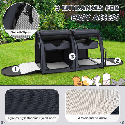 Double-Compartment Pet Carrier – 2 Removable Hammocks