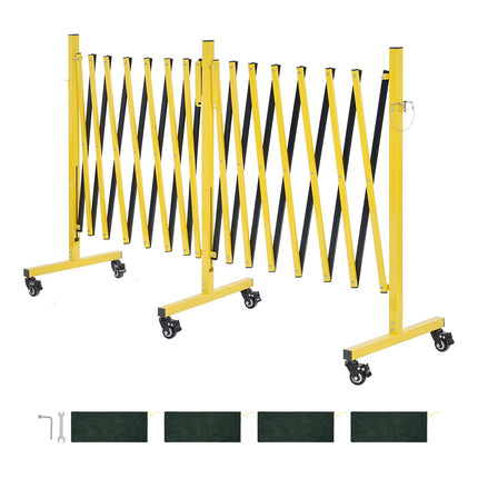 Double Expandable Safety Barricade, 25 ft, Locking Casters
