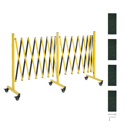 Double Expandable Safety Barricade, 25 ft, Locking Casters