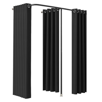 Double Fitting Room with Curtains, 200 x 100 x 200 cm, Black