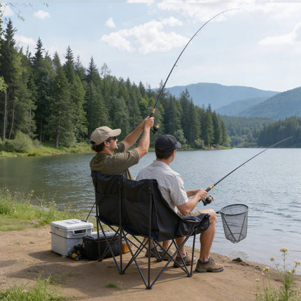 Double Folding Camping Chair, 300 kg Capacity, Cup Holders