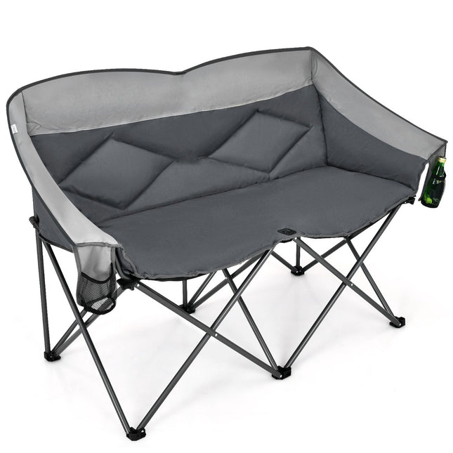 Double Folding Camping Chair with Armrests, Carry Bag