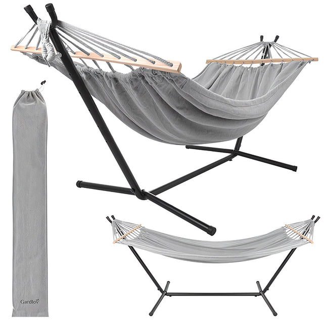 Double Garden Hammock with Frame, 200x150cm, 250kg Capacity