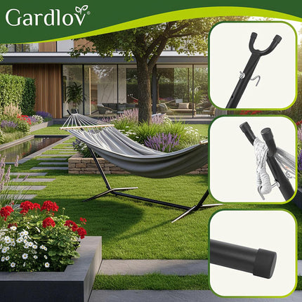 Double Garden Hammock with Frame, 200x150cm, 250kg Capacity